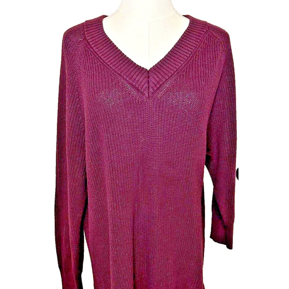 Women's Burgundy Sweater framing V Neck SZ L by Soho New York Jeans